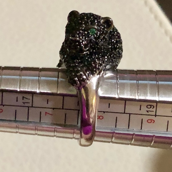 Park Avenue Collection Sterling Silver 5.06ctw Black Spinel Panther Ring Size 8 - Picture 3 of 14